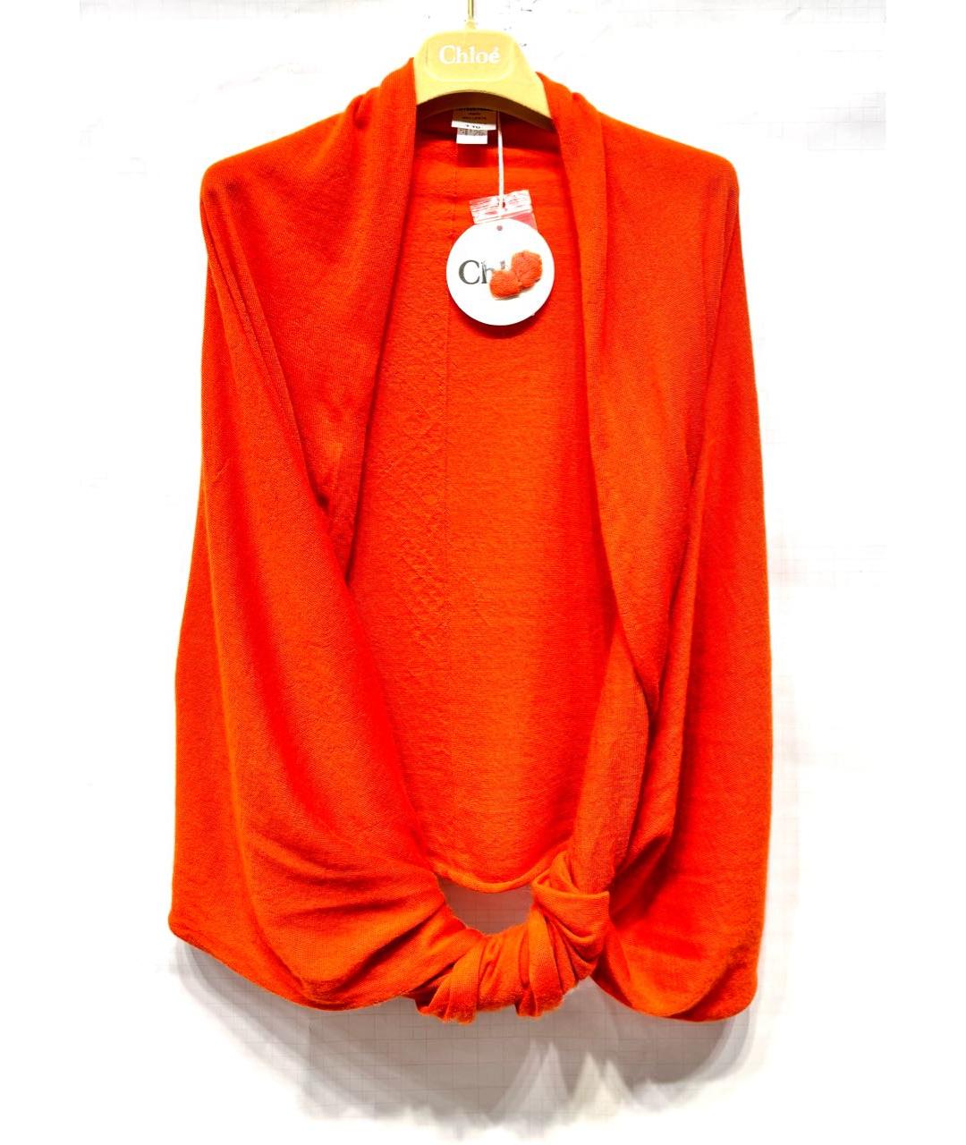 CHLOE Оранжевый кашемировый шарф, фото 9