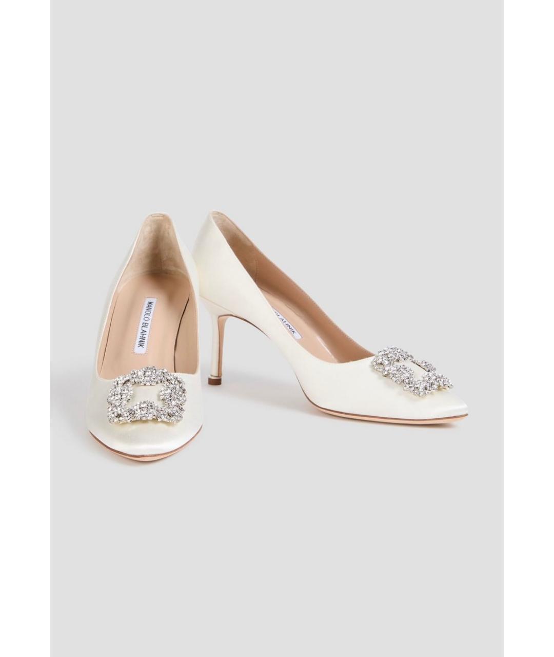 MANOLO BLAHNIK Белые текстильные туфли, фото 2