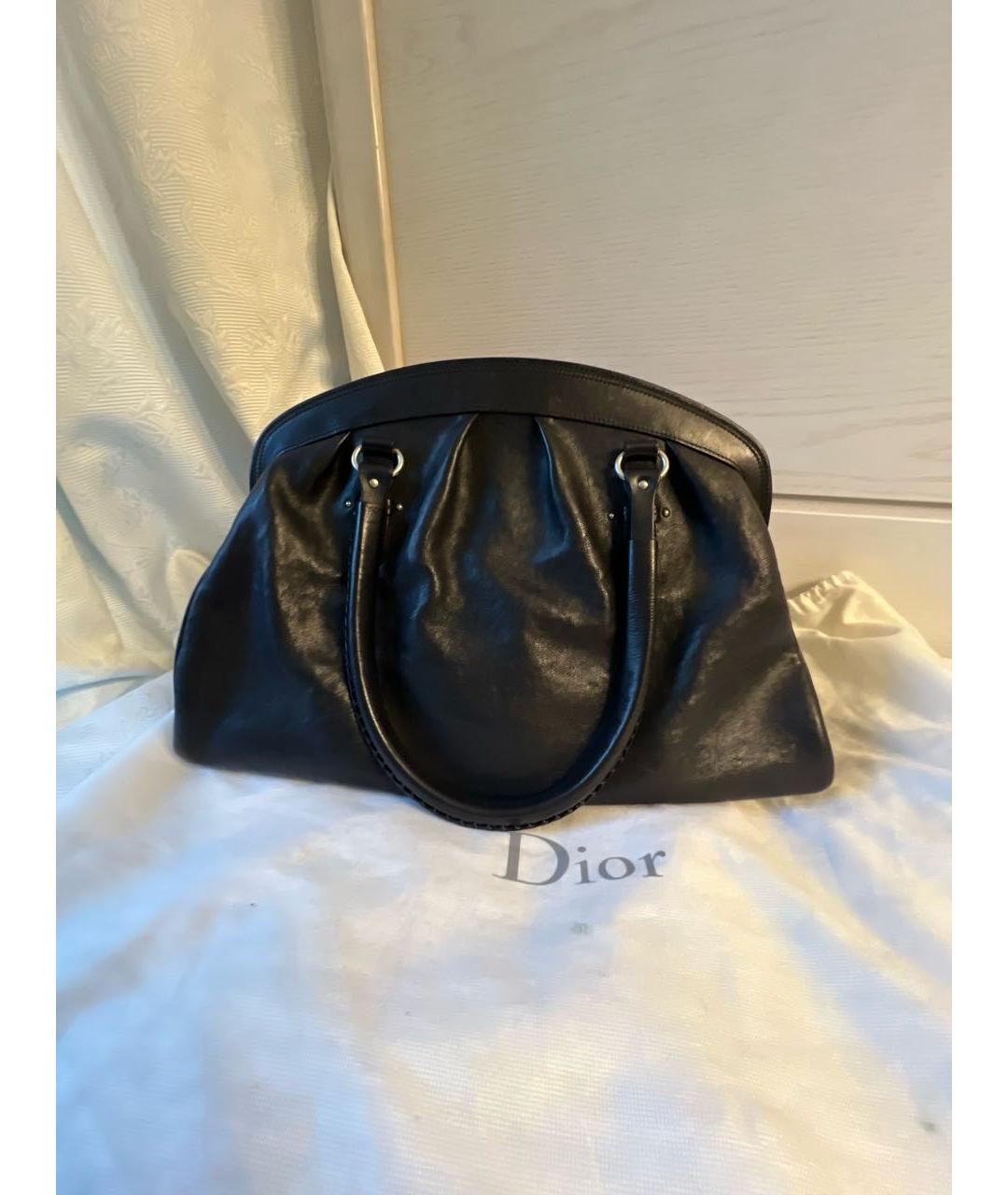 CHRISTIAN DIOR Черная кожаная сумка через плечо, фото 3