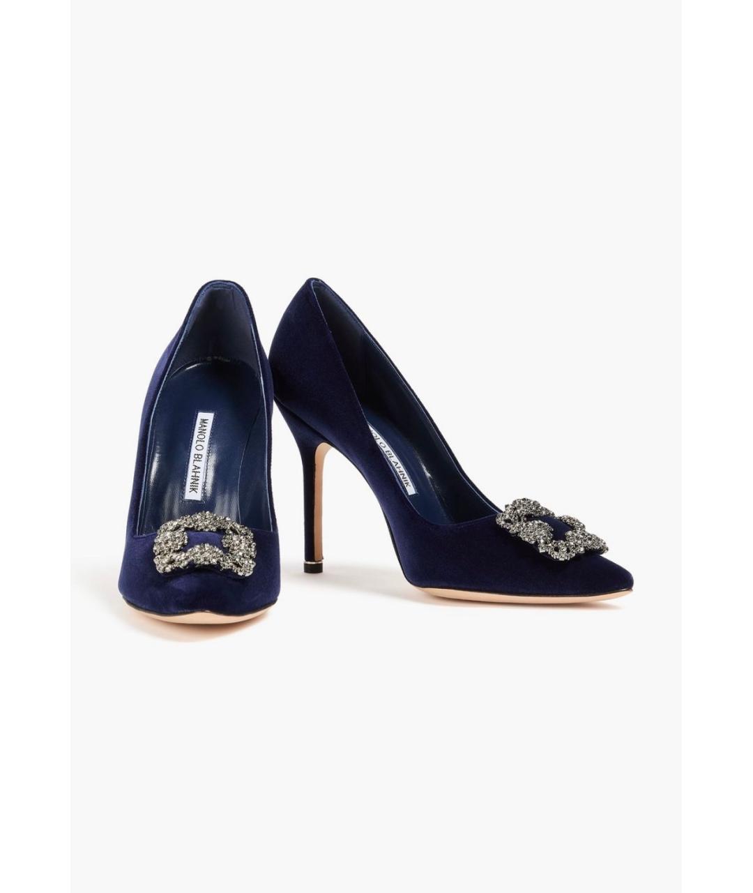 MANOLO BLAHNIK Темно-синие бархатные туфли, фото 2