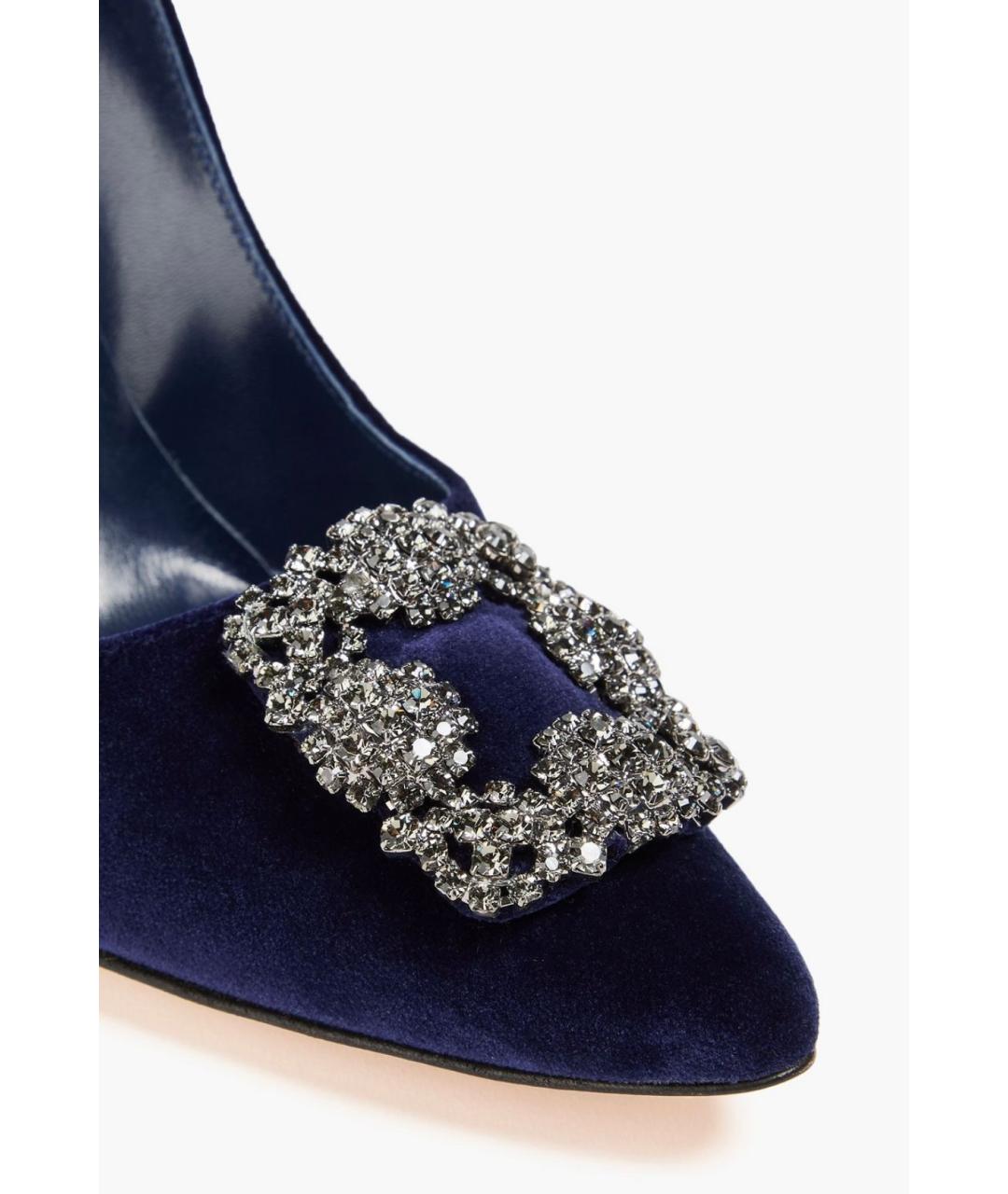 MANOLO BLAHNIK Темно-синие бархатные туфли, фото 3