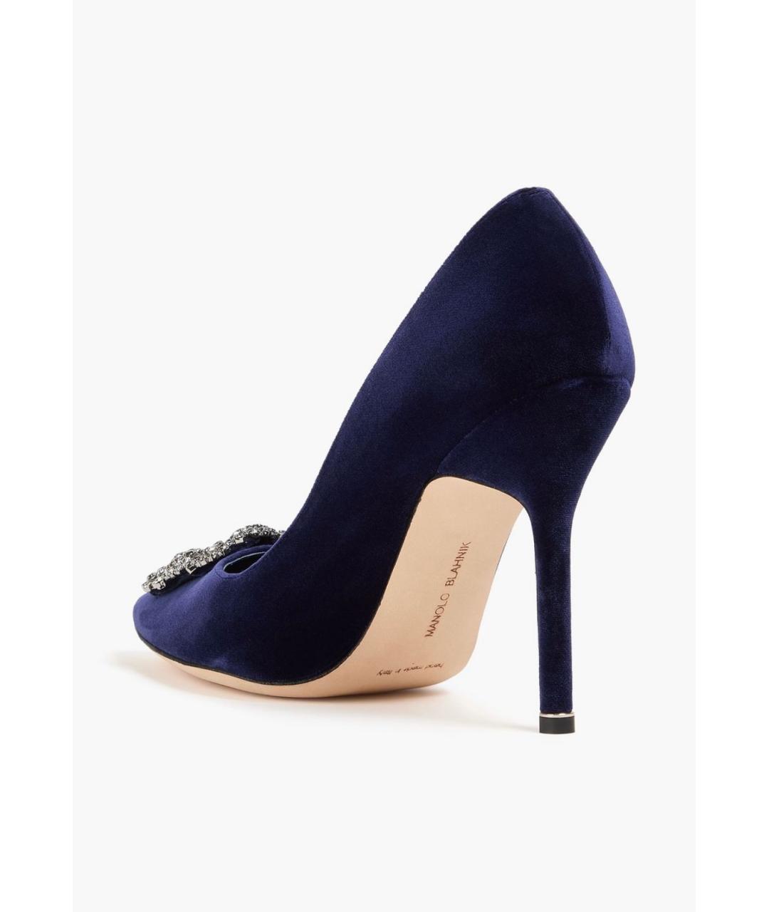 MANOLO BLAHNIK Темно-синие бархатные туфли, фото 4