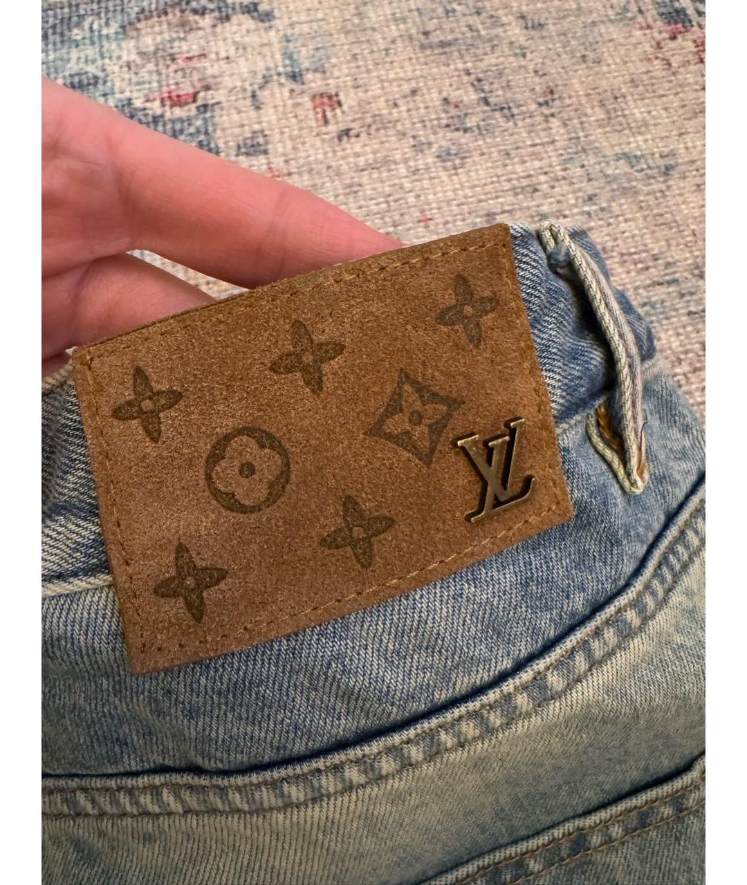 LOUIS VUITTON Голубые хлопковые прямые джинсы, фото 4
