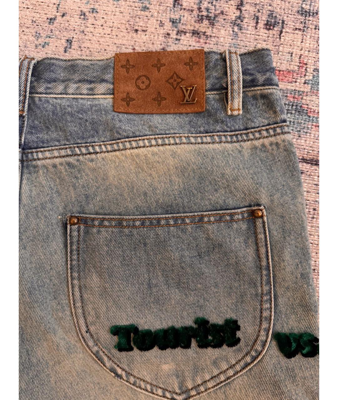 LOUIS VUITTON Голубые хлопковые прямые джинсы, фото 8