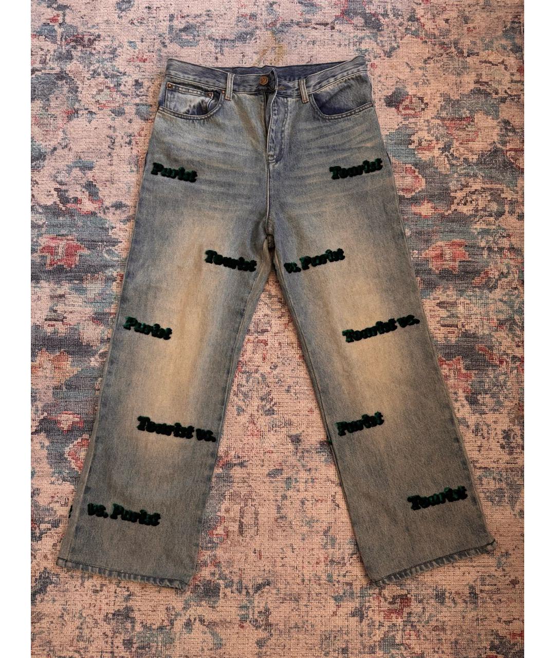 LOUIS VUITTON Голубые хлопковые прямые джинсы, фото 9