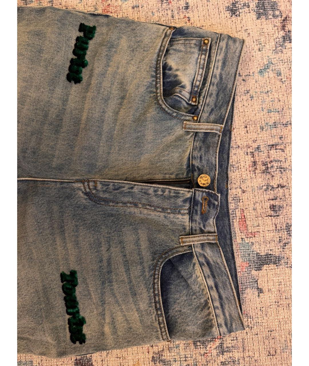 LOUIS VUITTON Голубые хлопковые прямые джинсы, фото 3