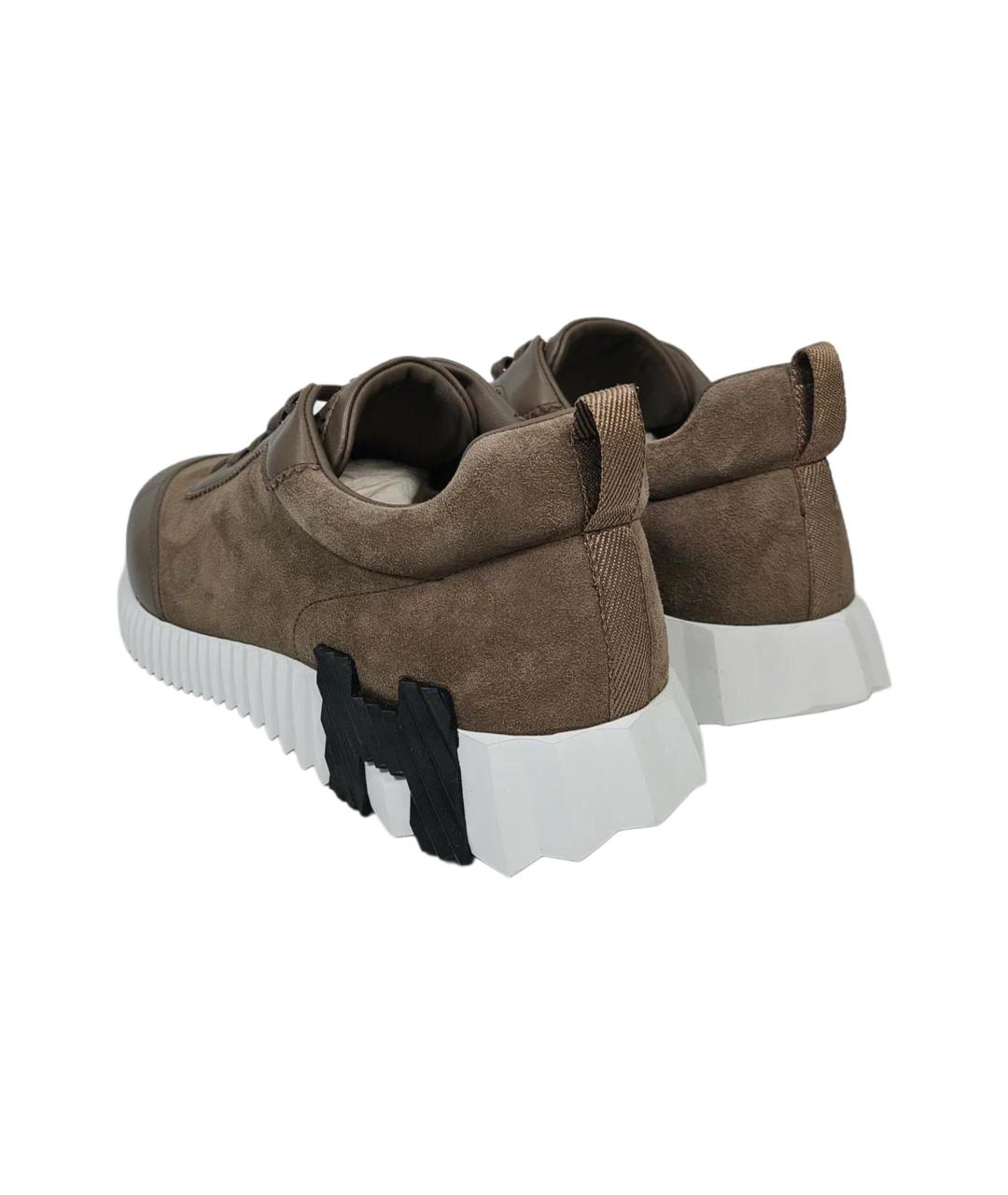 HERMES Коричневые замшевые низкие кроссовки / кеды, фото 5