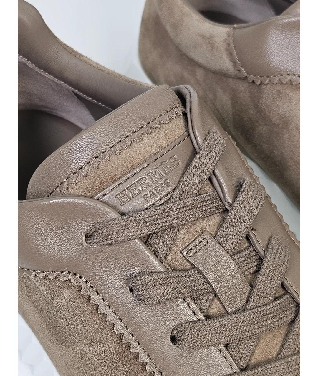 HERMES Коричневые замшевые низкие кроссовки / кеды, фото 7