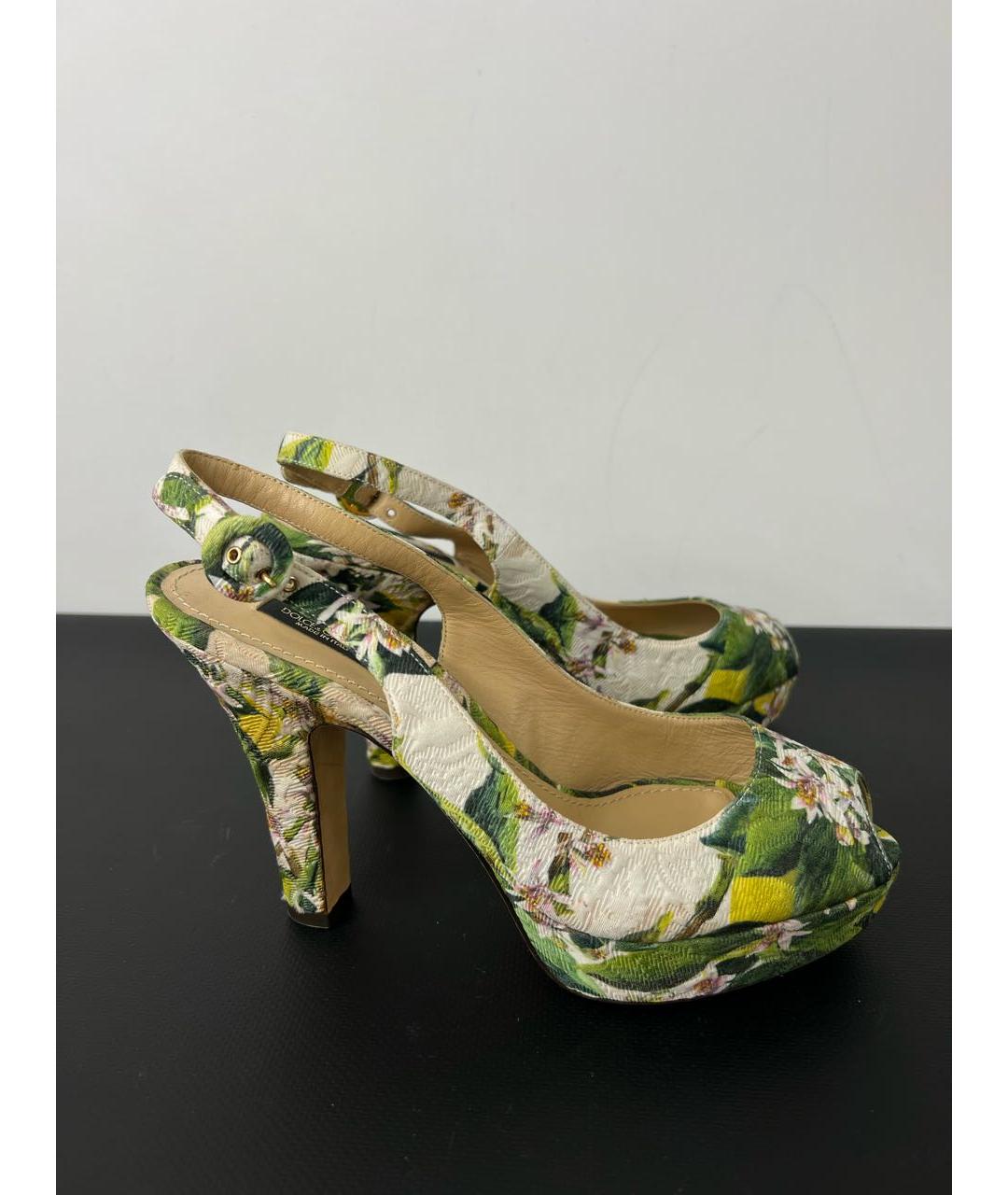 DOLCE&GABBANA Зеленые текстильные босоножки, фото 4