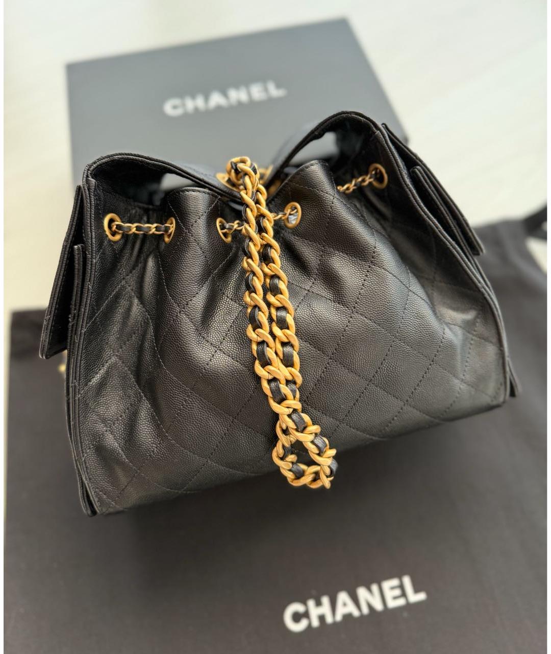 CHANEL Черная кожаная сумка через плечо, фото 3