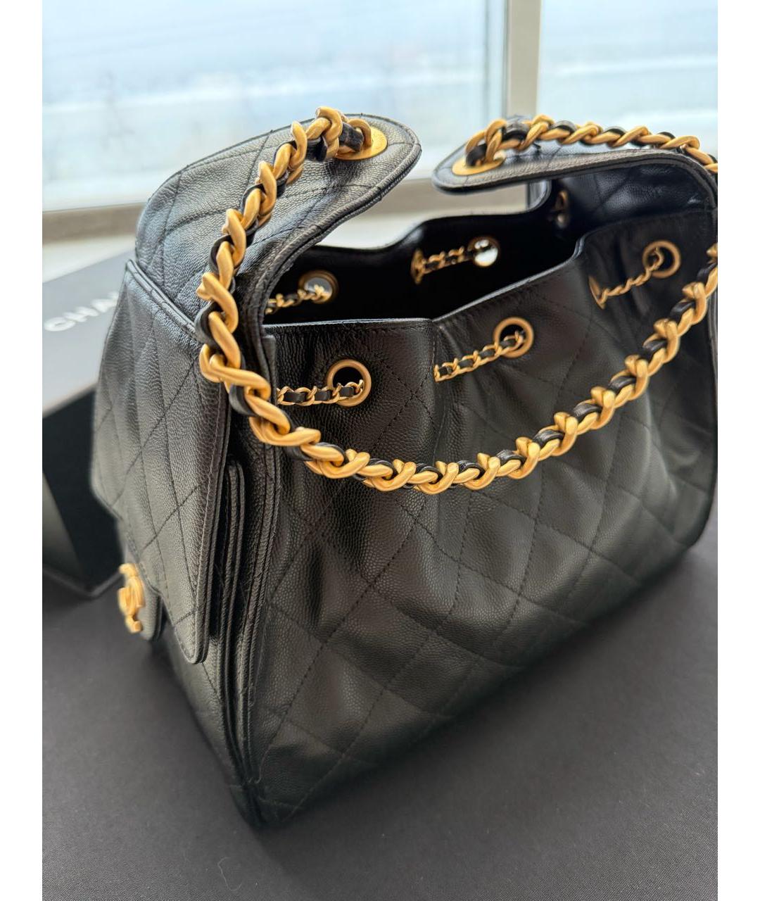 CHANEL Черная кожаная сумка через плечо, фото 6