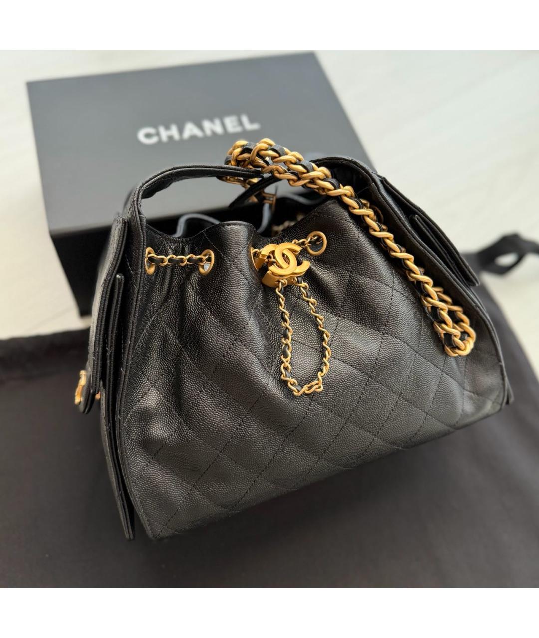 CHANEL Черная кожаная сумка через плечо, фото 7