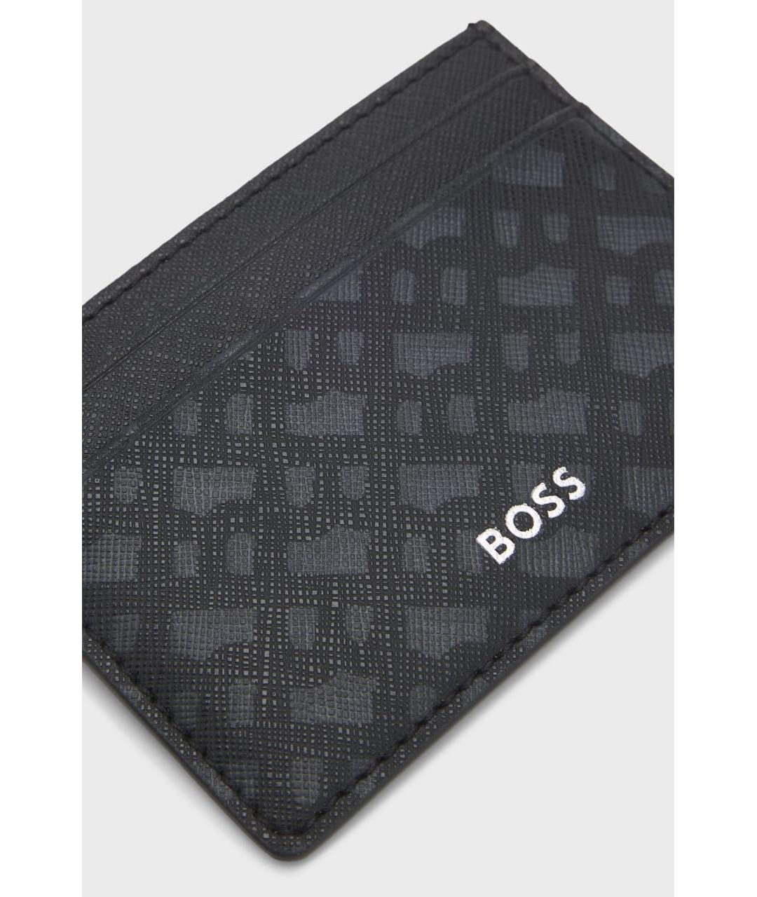 HUGO BOSS Черный кожаный кардхолдер, фото 3