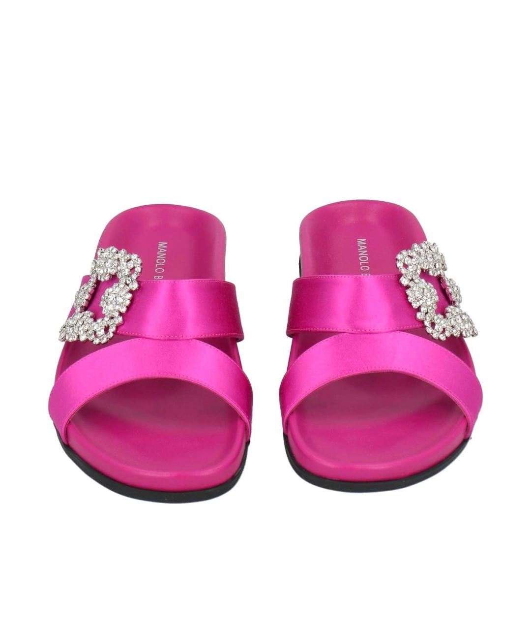 MANOLO BLAHNIK Фуксия текстильные шлепанцы, фото 3
