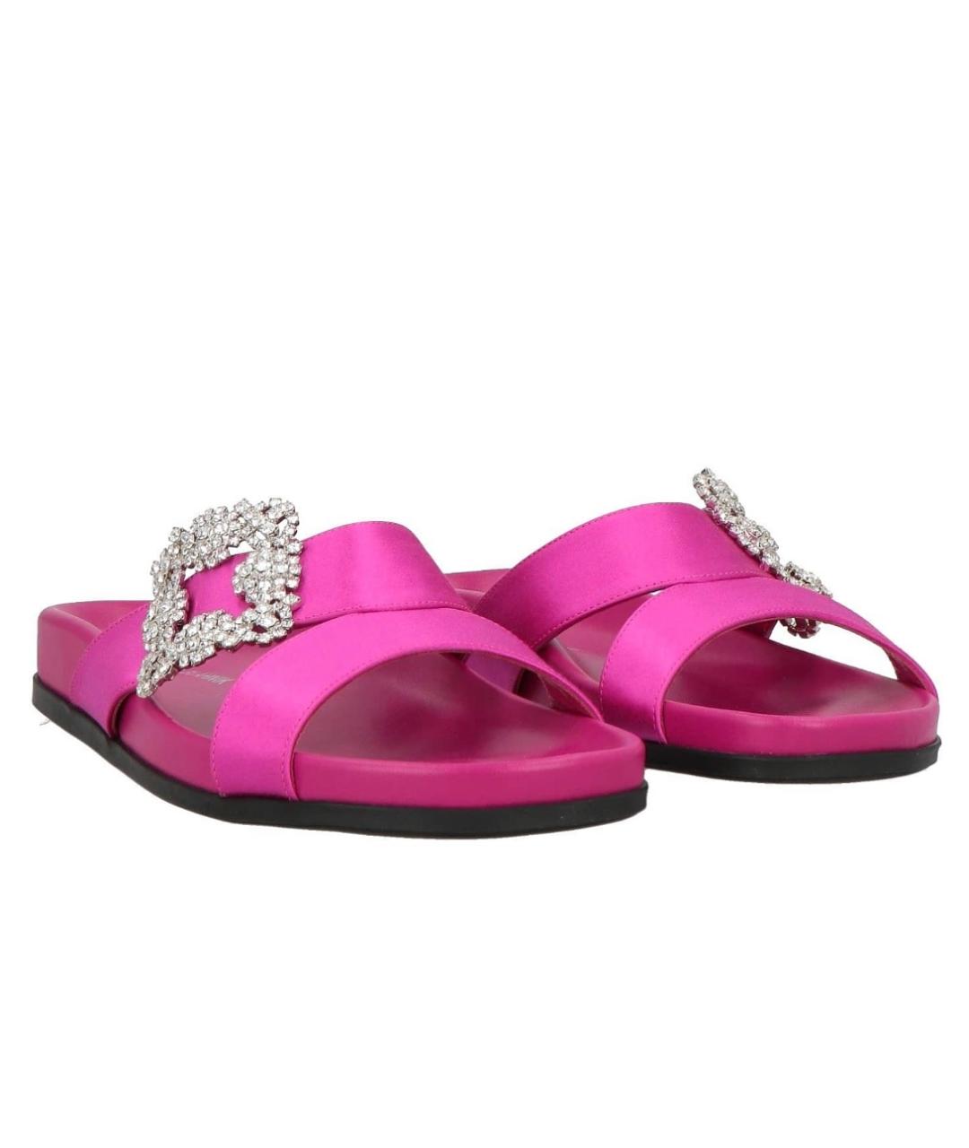 MANOLO BLAHNIK Фуксия текстильные шлепанцы, фото 2