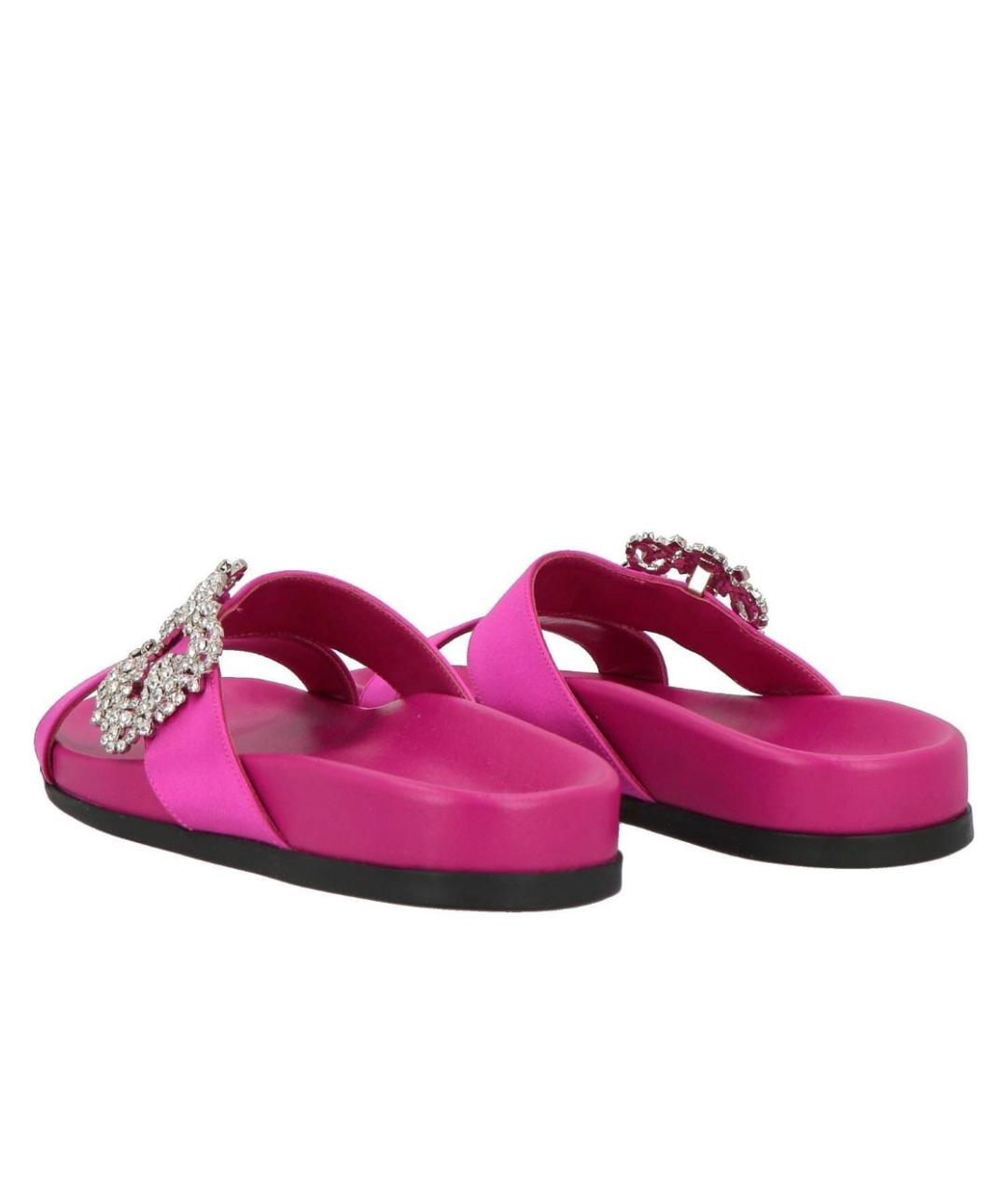 MANOLO BLAHNIK Фуксия текстильные шлепанцы, фото 4