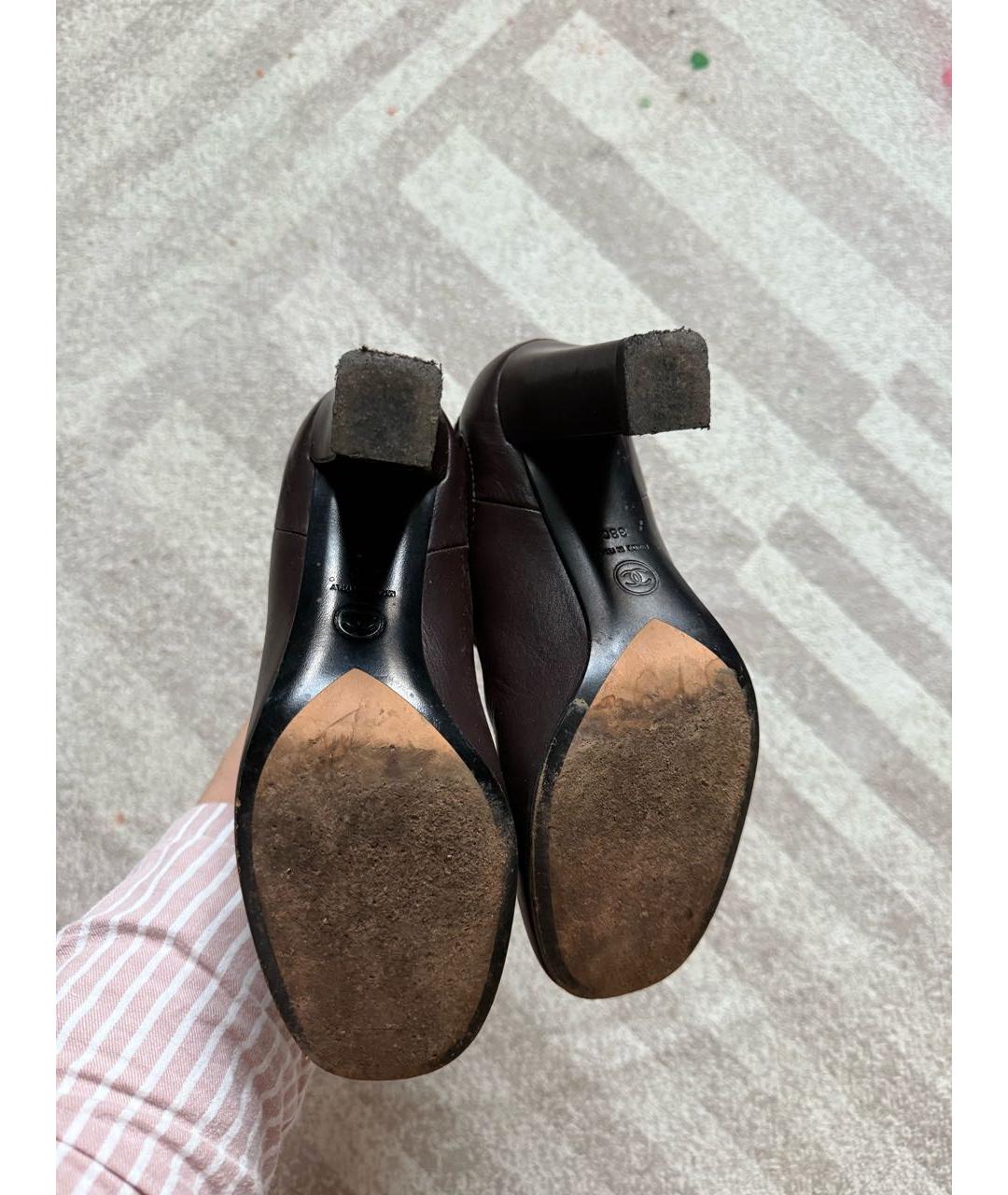 CHANEL Коричневые кожаные ботильоны, фото 5