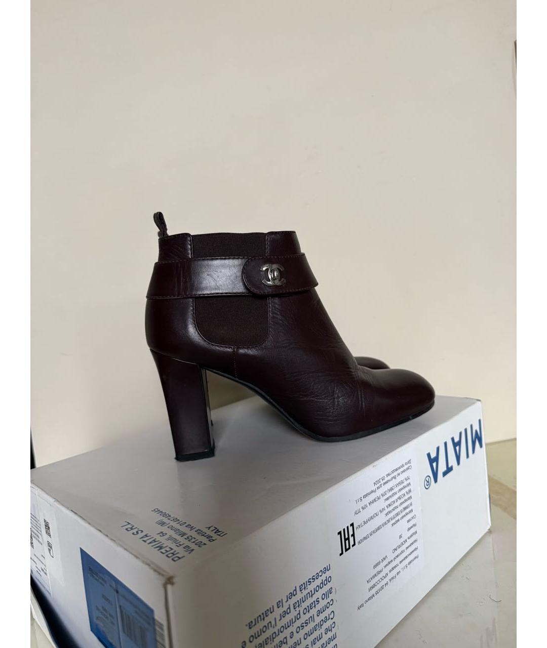 CHANEL Коричневые кожаные ботильоны, фото 8