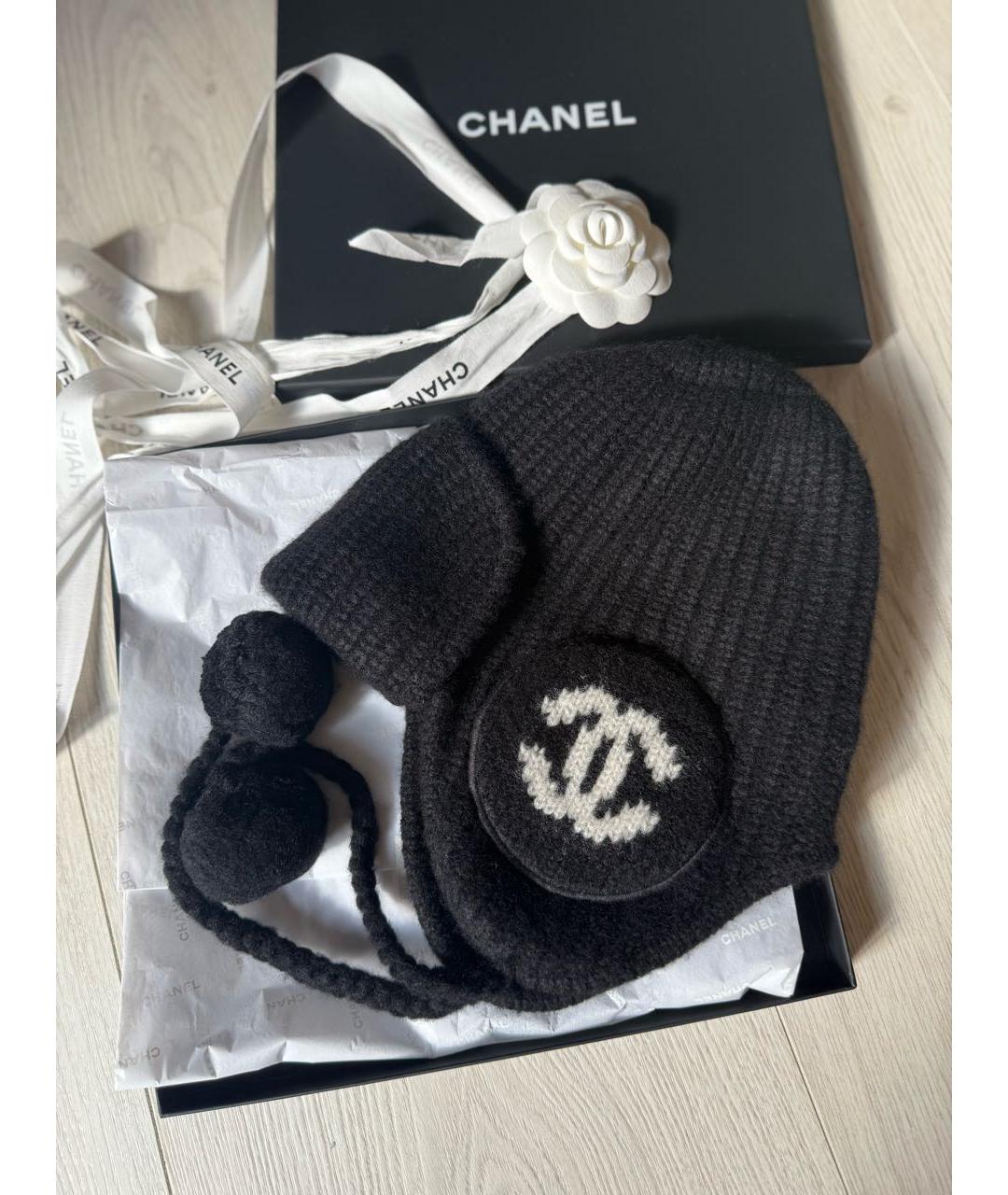 CHANEL Черная кашемировая шапка, фото 4