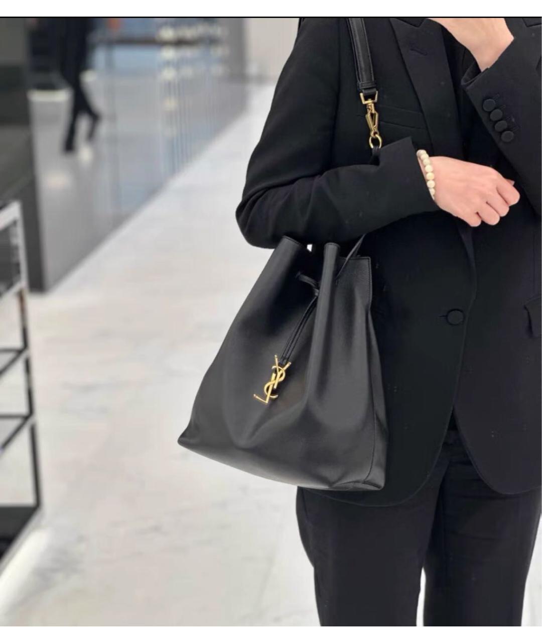 SAINT LAURENT Черная кожаная сумка через плечо, фото 5