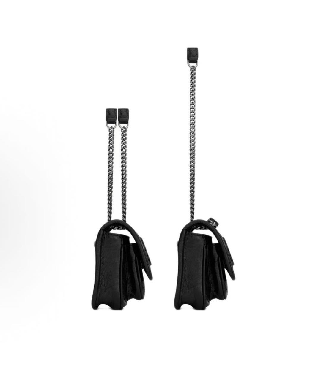 SAINT LAURENT Черная кожаная сумка через плечо, фото 3