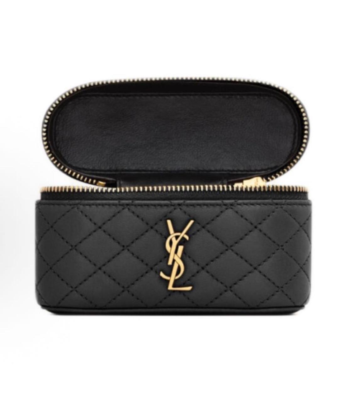 SAINT LAURENT Черная кожаная сумка через плечо, фото 2