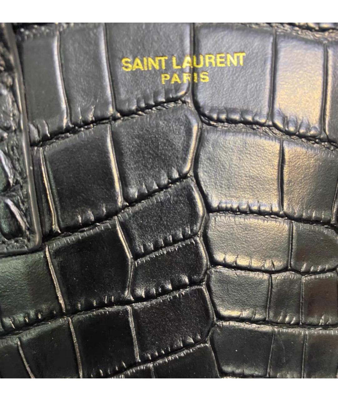 SAINT LAURENT Черная кожаная сумка через плечо, фото 6