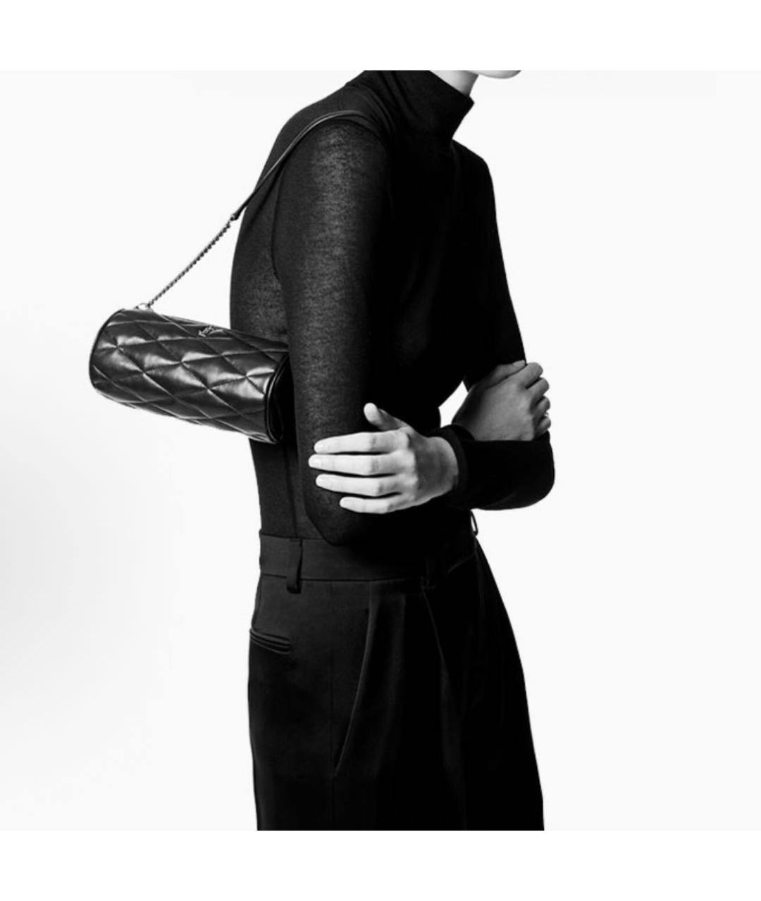 SAINT LAURENT Черная кожаная сумка через плечо, фото 5