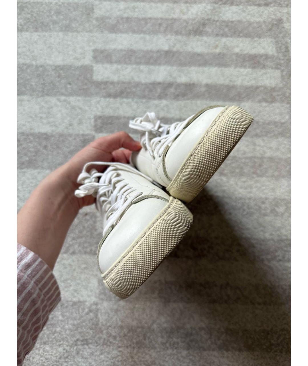 SERGIO ROSSI Белые кожаные низкие кроссовки / кеды, фото 5