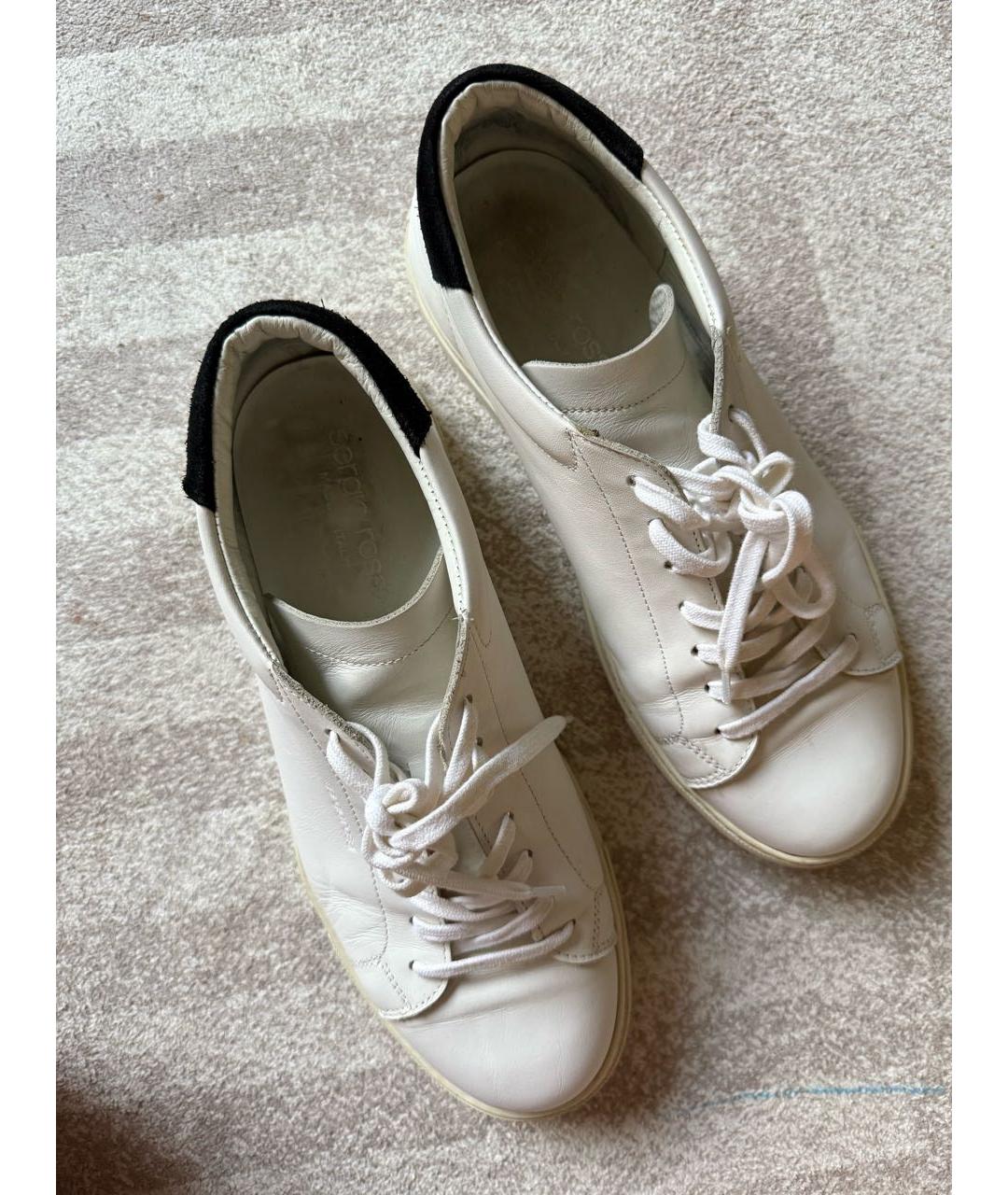 SERGIO ROSSI Белые кожаные низкие кроссовки / кеды, фото 3