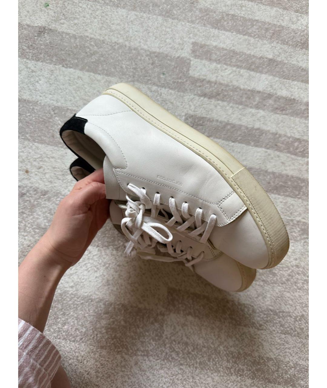 SERGIO ROSSI Белые кожаные низкие кроссовки / кеды, фото 6