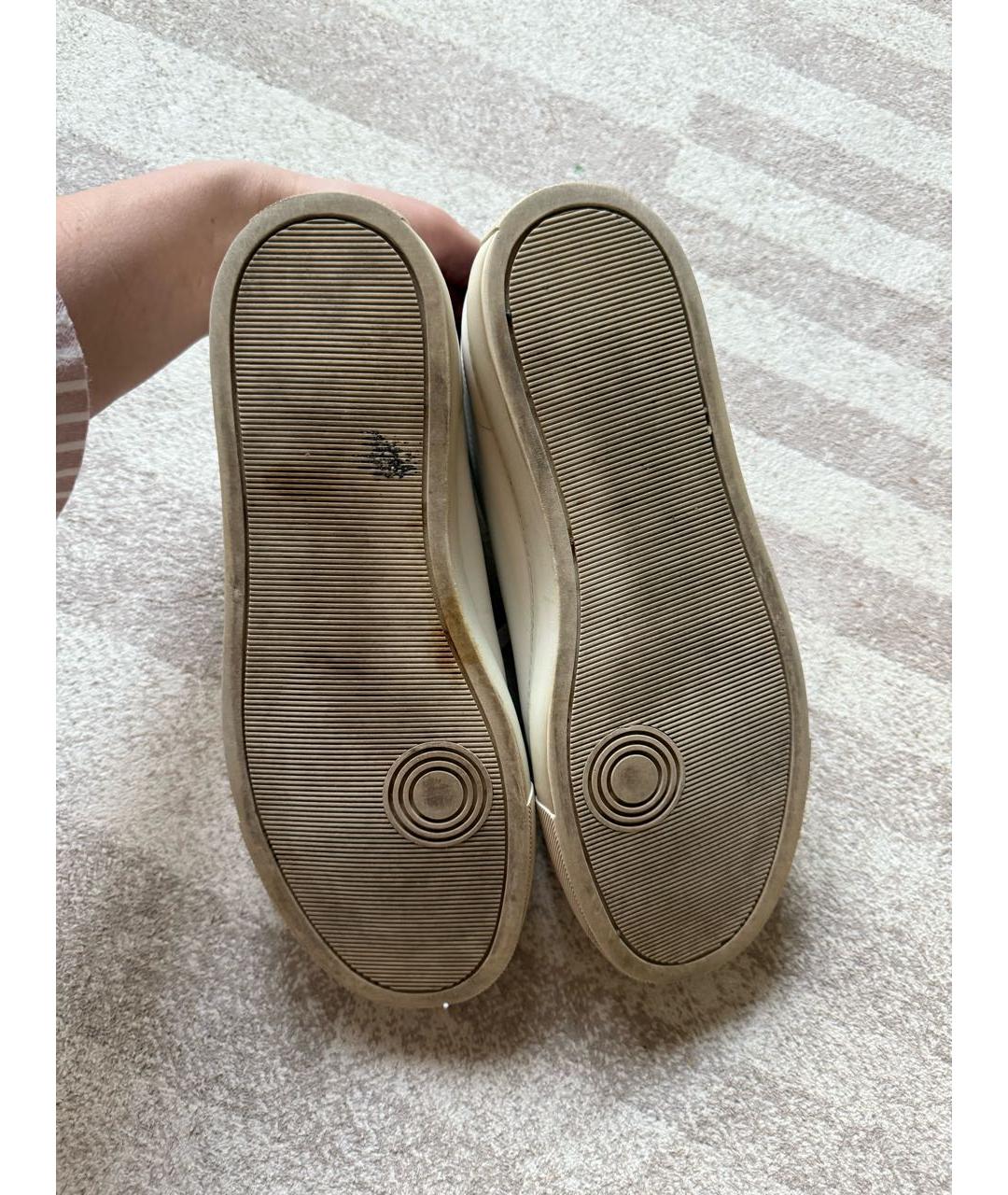 SERGIO ROSSI Белые кожаные низкие кроссовки / кеды, фото 7