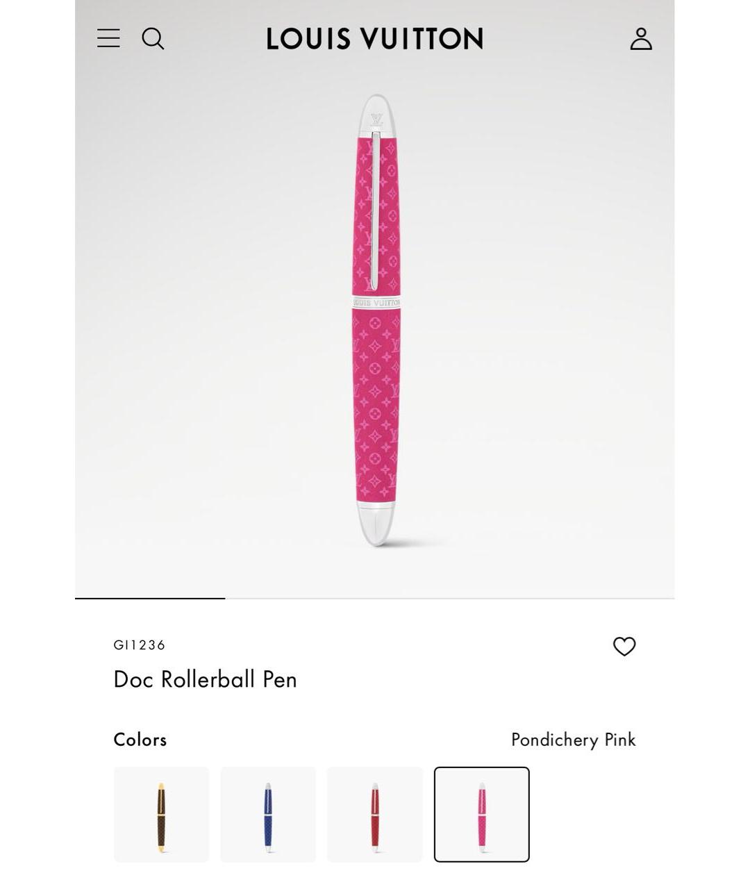 LOUIS VUITTON Розовая кожаная шариковая ручка, фото 2