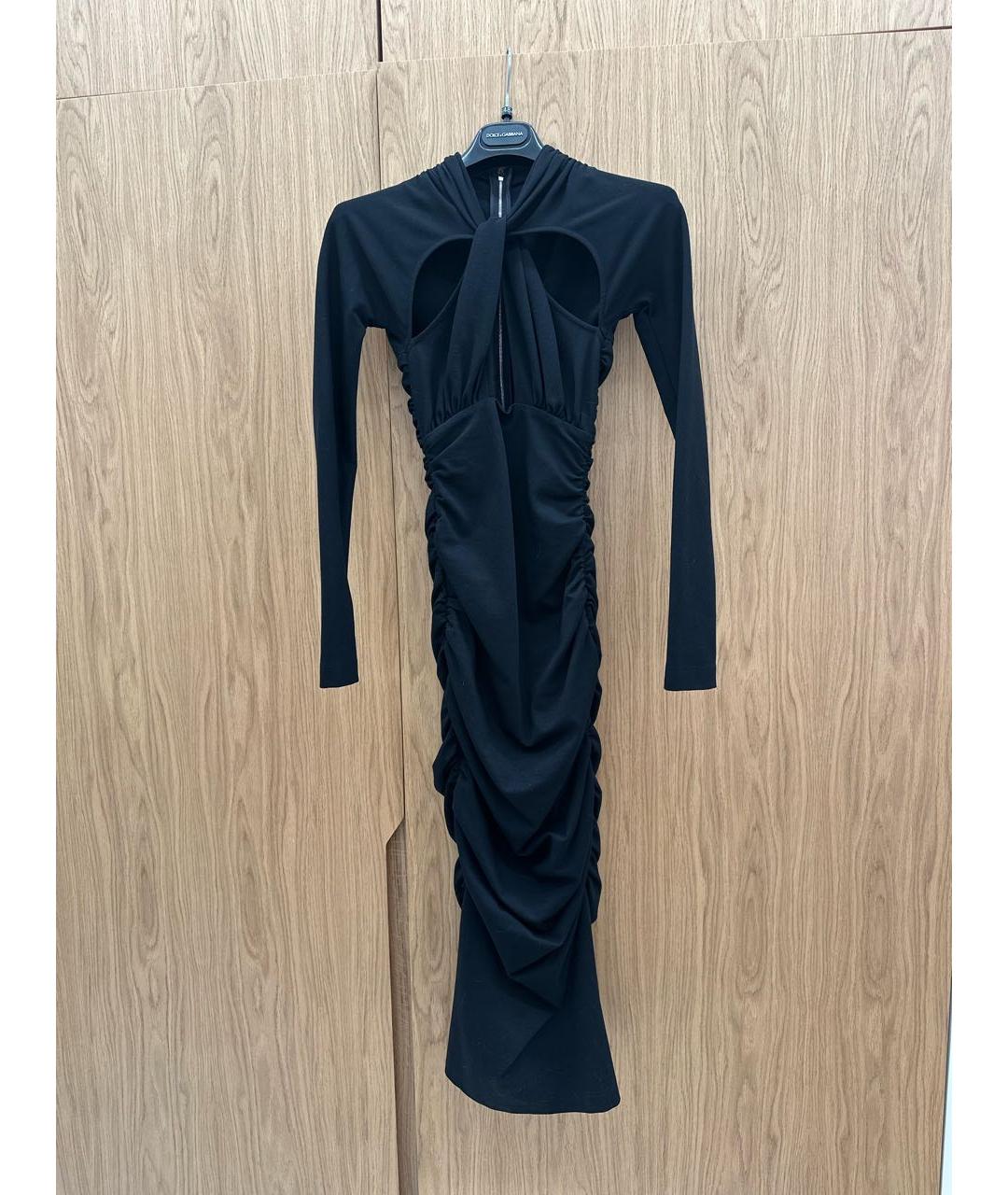 DOLCE&GABBANA Черное вискозное коктейльное платье, фото 9