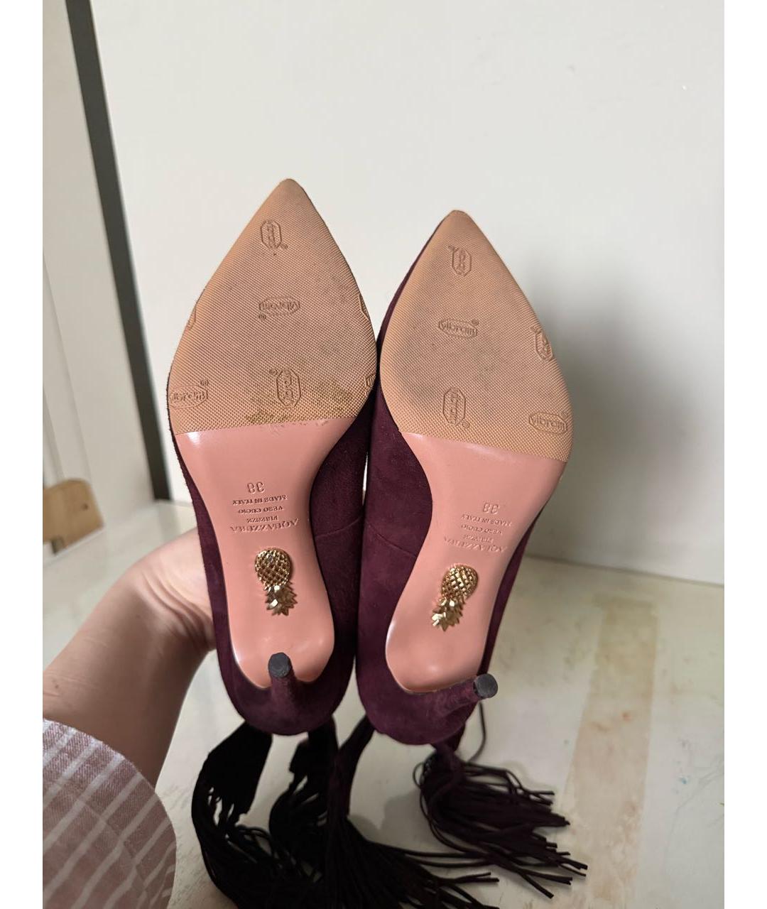 AQUAZZURA Бордовые замшевые туфли, фото 6