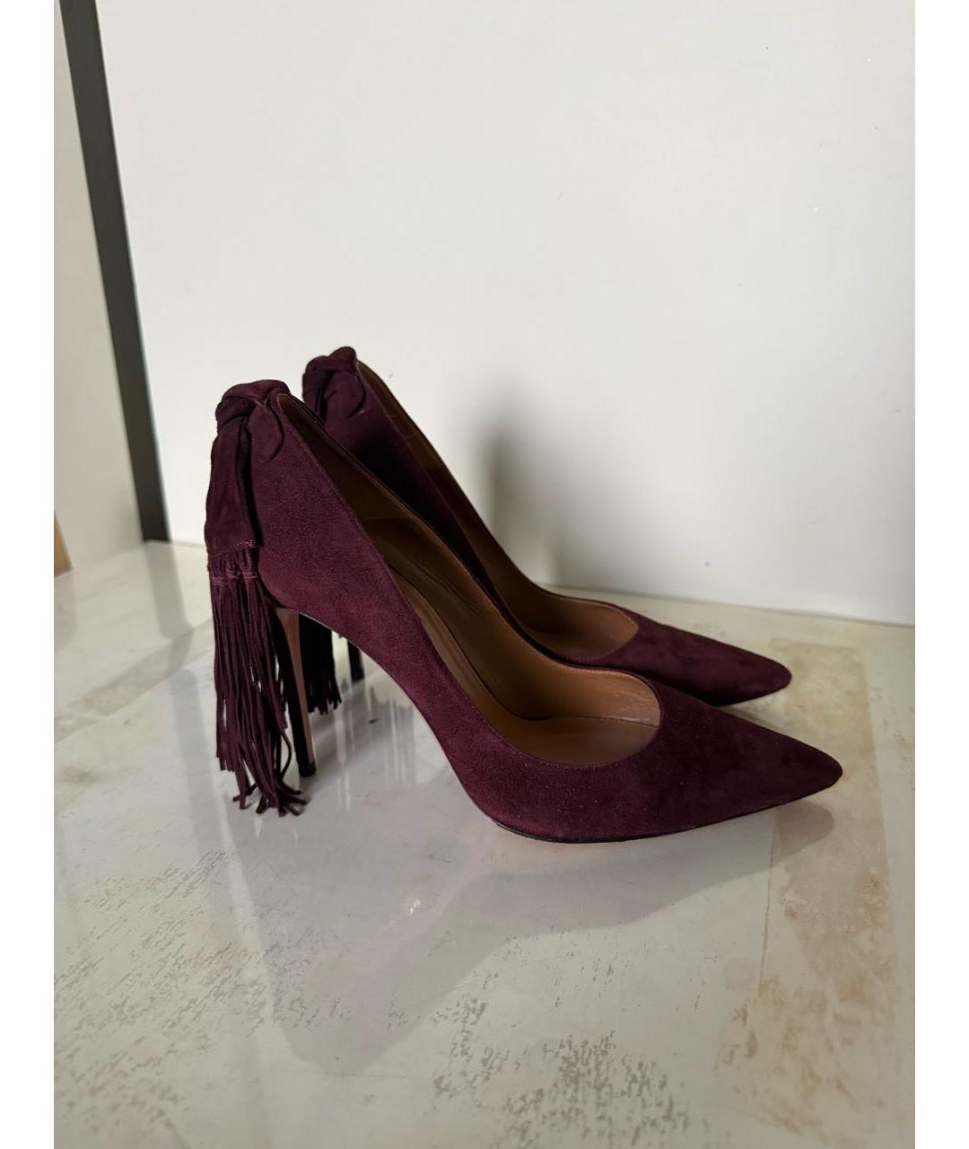 AQUAZZURA Бордовые замшевые туфли, фото 9