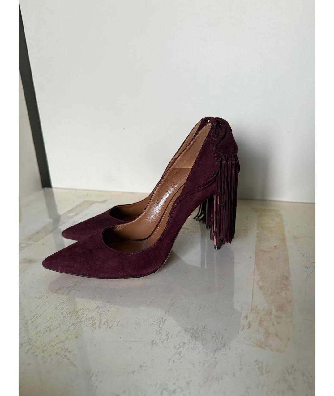 AQUAZZURA Бордовые замшевые туфли, фото 7