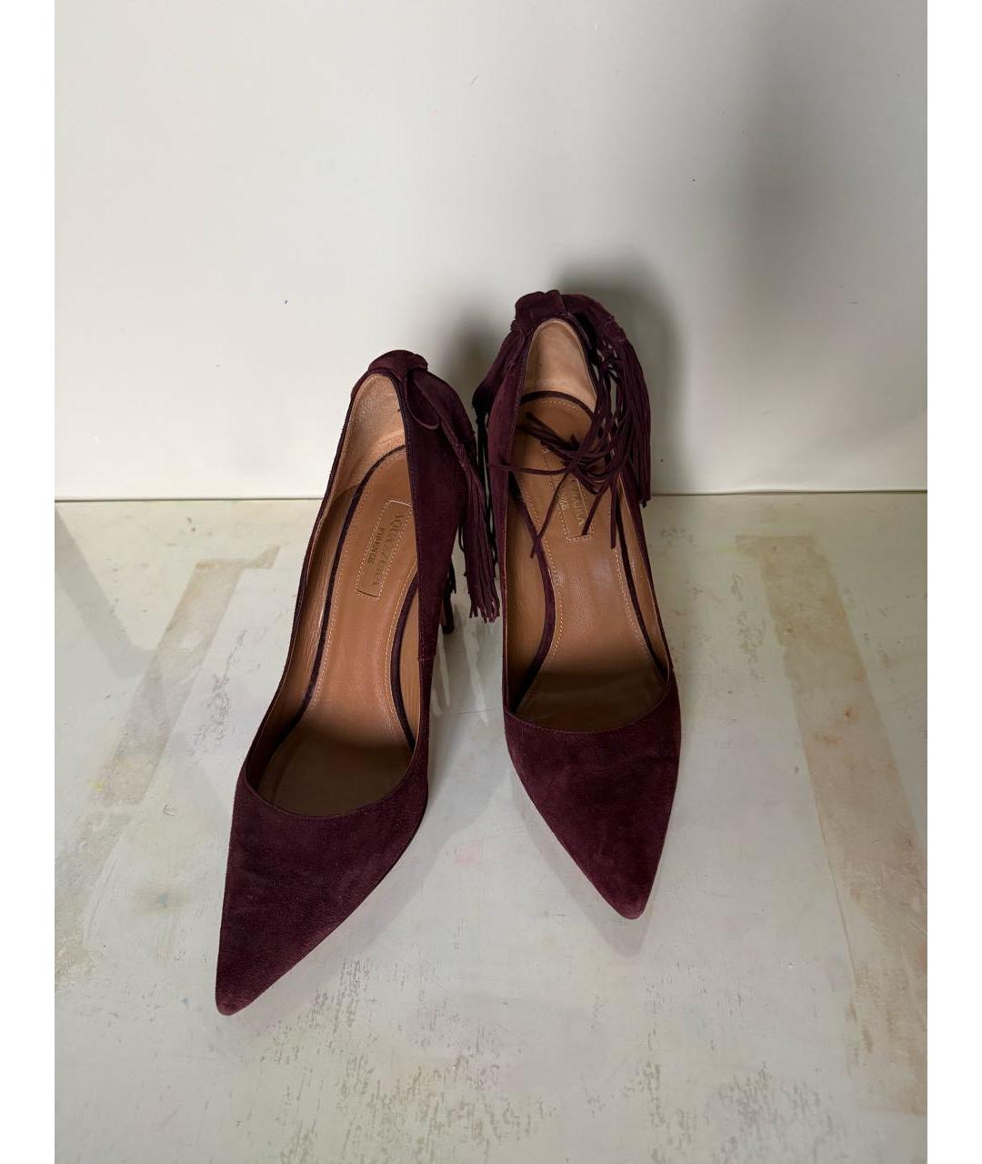 AQUAZZURA Бордовые замшевые туфли, фото 3