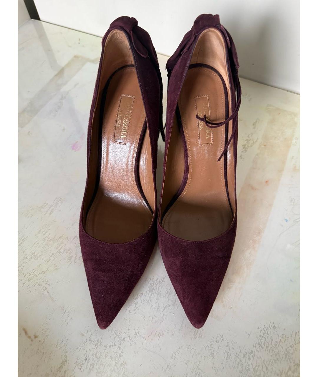 AQUAZZURA Бордовые замшевые туфли, фото 2
