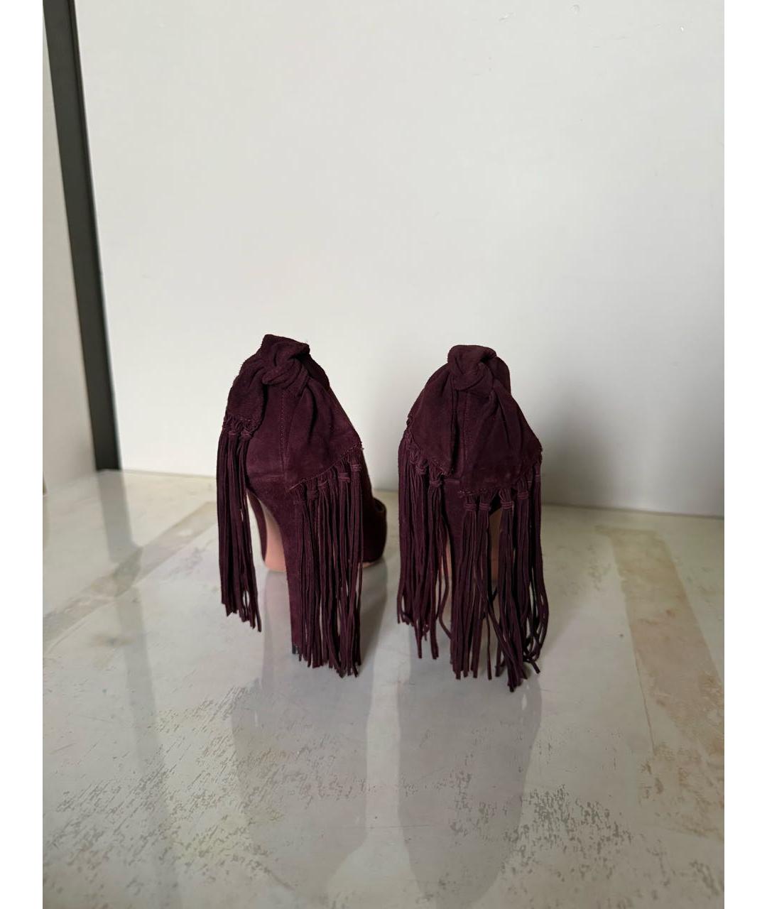 AQUAZZURA Бордовые замшевые туфли, фото 4