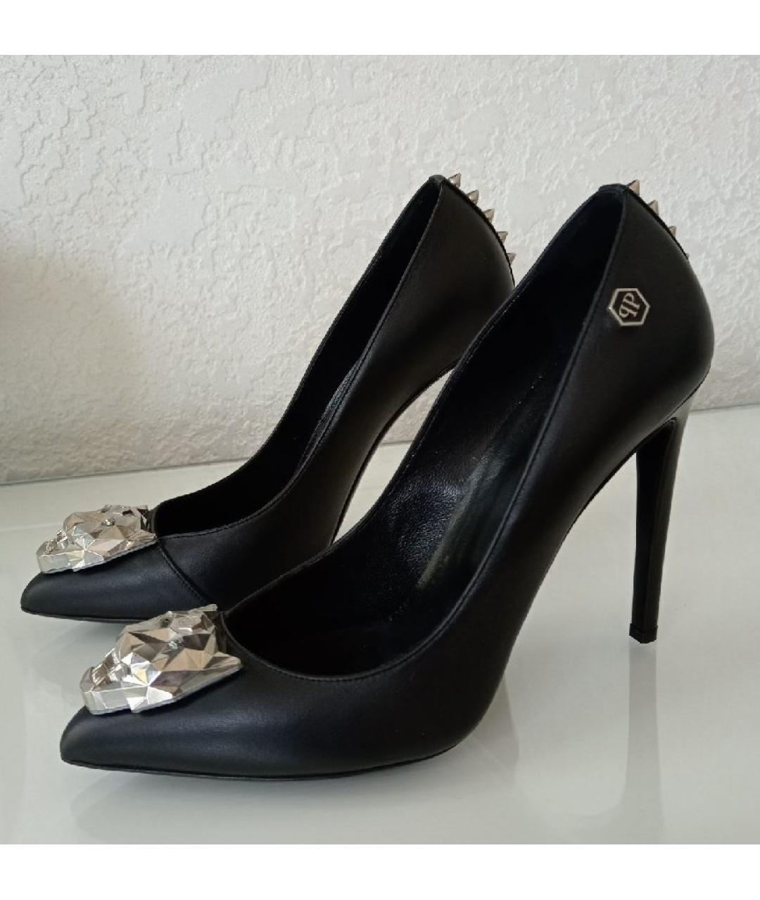 PHILIPP PLEIN Черные кожаные туфли, фото 4