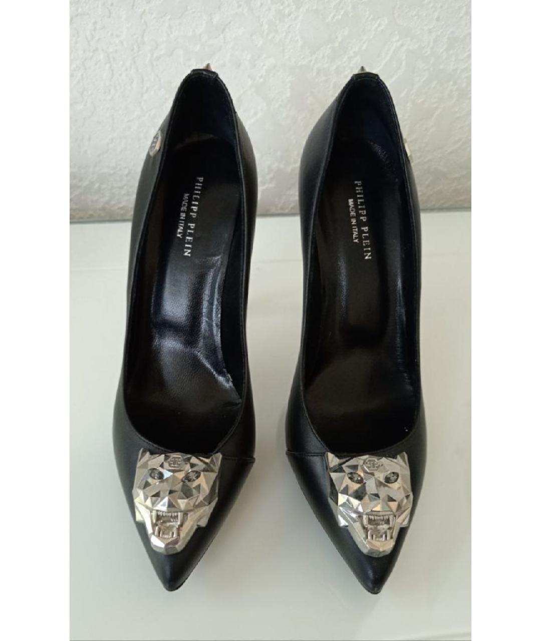 PHILIPP PLEIN Черные кожаные туфли, фото 2