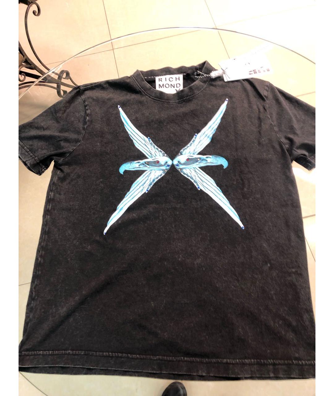 JOHN RICHMOND Антрацитовая хлопковая футболка, фото 5