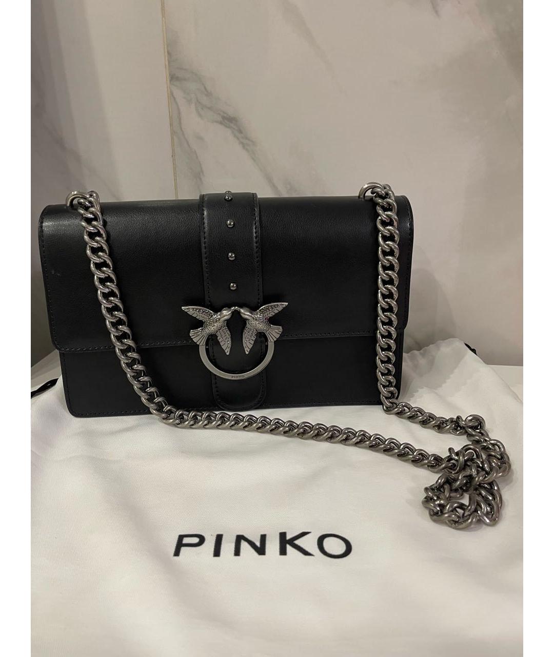 PINKO Черная кожаная сумка через плечо, фото 6