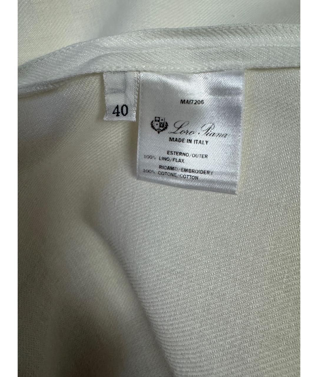 LORO PIANA Белое льняное повседневное платье, фото 5