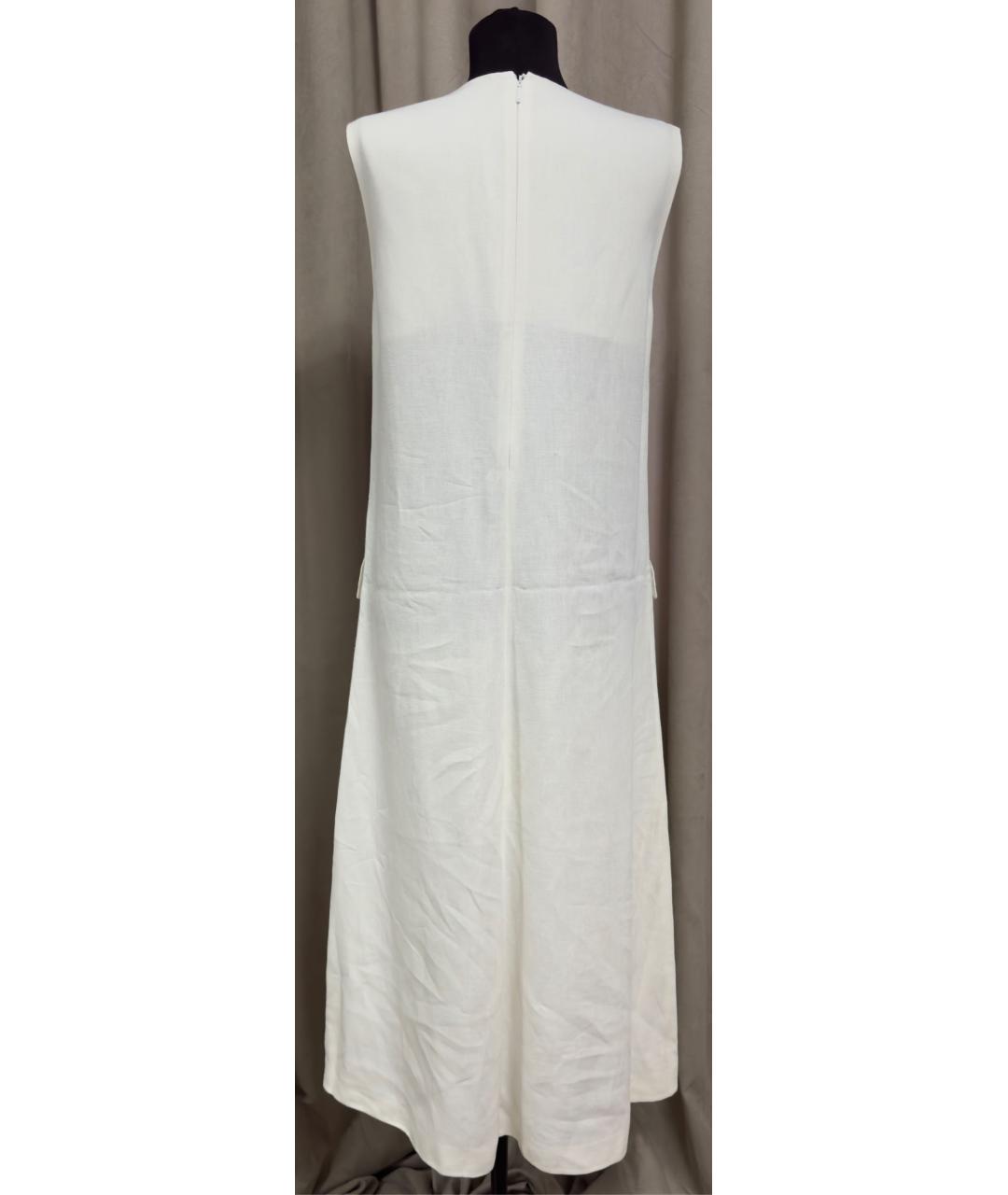 LORO PIANA Белое льняное повседневное платье, фото 2
