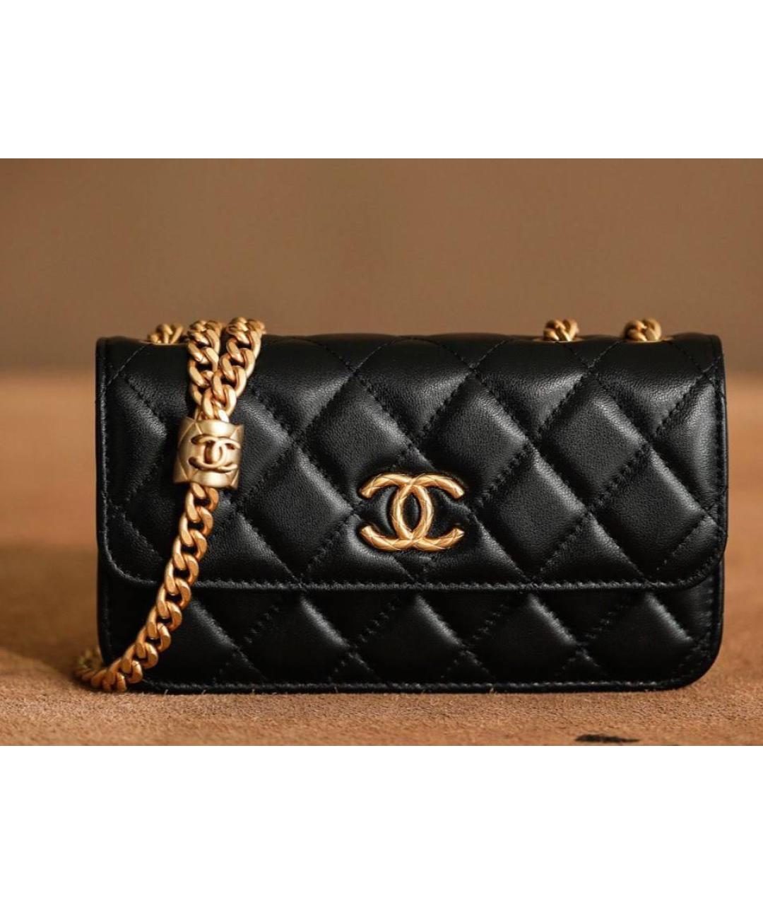 CHANEL Черная кожаная сумка через плечо, фото 5
