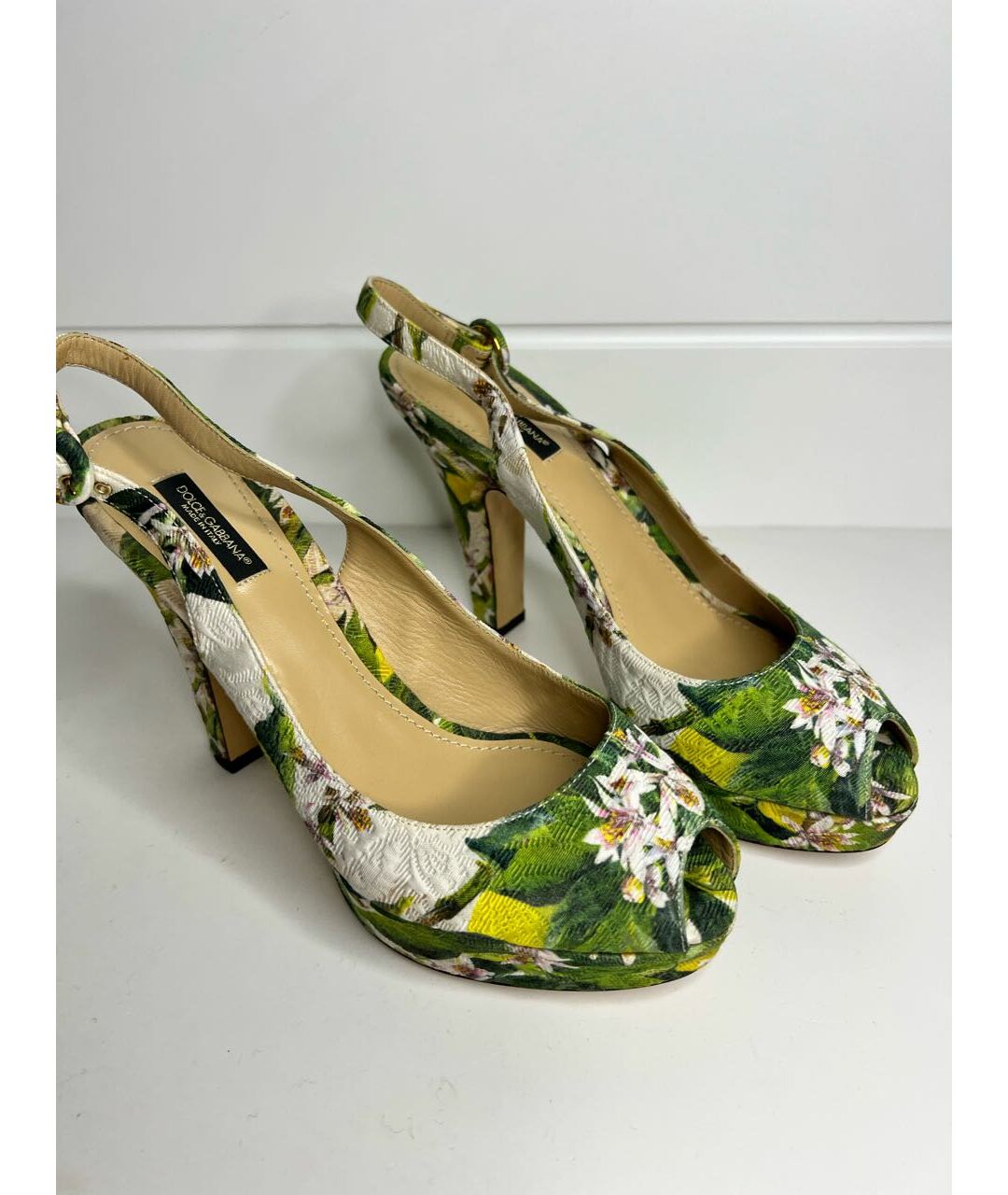DOLCE&GABBANA Зеленые кожаные босоножки, фото 5