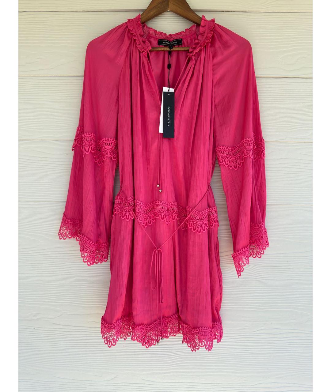 BCBG MAXAZRIA Розовое полиэстеровое повседневное платье, фото 9