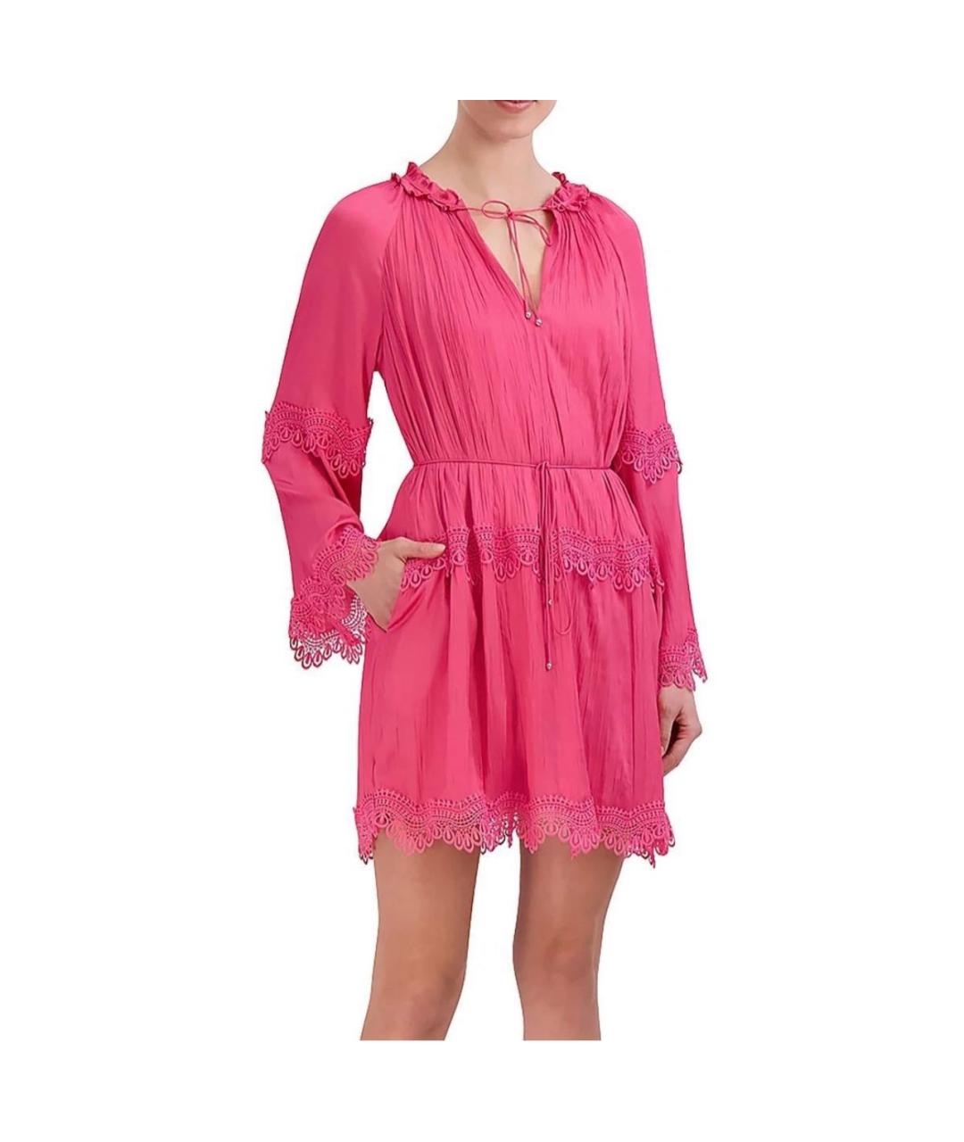 BCBG MAXAZRIA Розовое полиэстеровое повседневное платье, фото 7